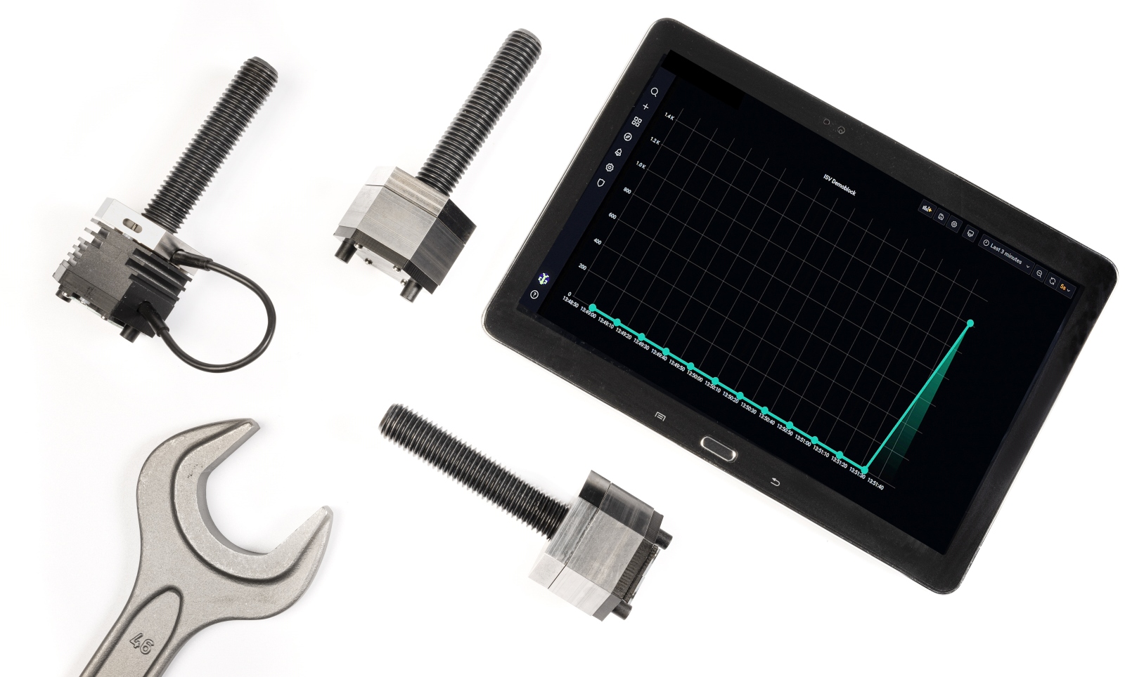 Intelligente Schrauben sichern Brücken, Maschinen und Windkraftanlagen Die Intelligente Schraubverbindung ist als flexibles und nachrüstbares System für DIN-Schrauben verschiedener Größen konzipiert. Das Display zeigt dabei den Status der jeweiligen Schraube als graphische Darstellung an.